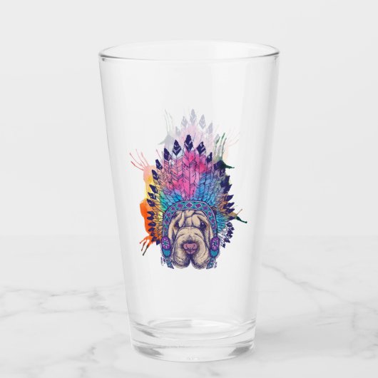 Sharpei Native American Indian Chief Glas (Voorkant)