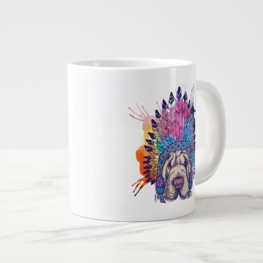 Sharpei Native American Indian Chief Grote Koffiekop (Voorkant rechts)