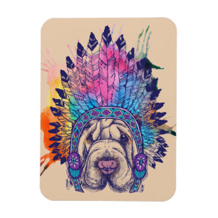 Sharpei Native American Indian Chief Magneet