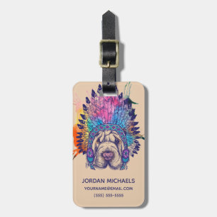 Sharpei Native American Indian Chief   Naam toevoe Bagagelabel
