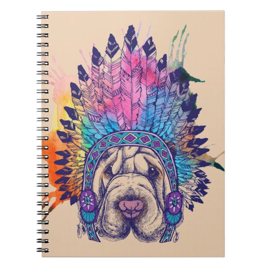 Sharpei Native American Indian Chief Notitieboek (Voorkant)