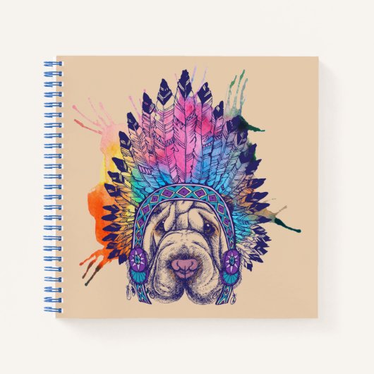 Sharpei Native American Indian Chief Notitieboek (Voorkant)