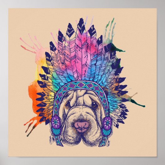 Sharpei Native American Indian Chief Poster (Voorkant)