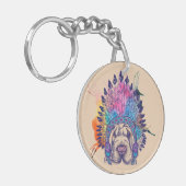 Sharpei Native American Indian Chief Sleutelhanger (Voorkant Links)