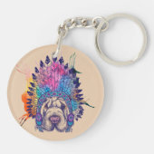 Sharpei Native American Indian Chief Sleutelhanger (Achterkant)