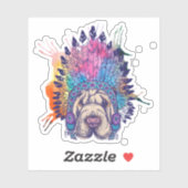 Sharpei Native American Indian Chief Sticker (Vel)