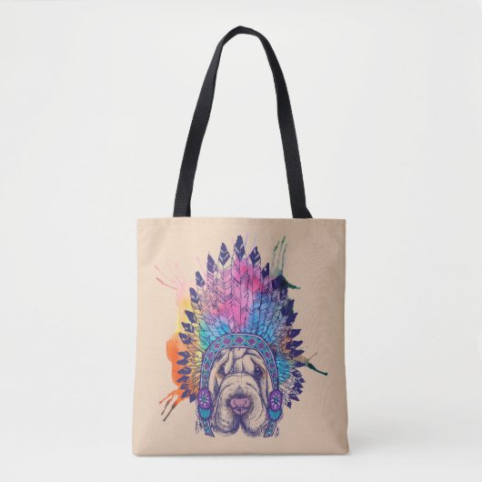 Sharpei Native American Indian Chief Tote Bag (Voorkant)