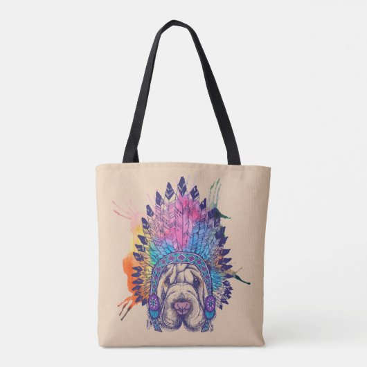 Sharpei Native American Indian Chief Tote Bag (Achterkant)