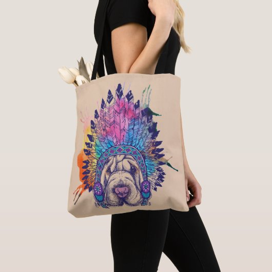 Sharpei Native American Indian Chief Tote Bag (Dichtbij)