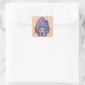 Sharpei Native American Indian Chief Vierkante Sticker (Tas)