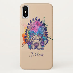 Sharpei Native American Indian Chief   Voeg je Na  Case-Mate iPhone Case