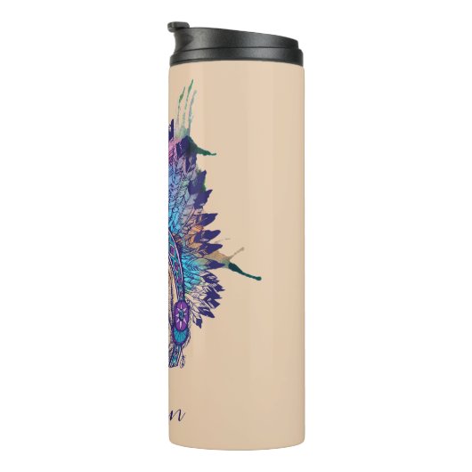 Sharpei Native American Indian Chief | Voeg je Na  Thermosbeker (Geroteerd rechts)