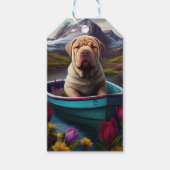 Sharpei op een peddel: Een Schilderachtig avontuur Cadeaulabel (Voorkant)