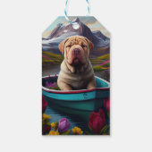 Sharpei op een peddel: Een Schilderachtig avontuur Cadeaulabel (Achterkant)