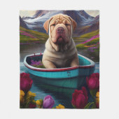 Sharpei op een peddel: Een Schilderachtig avontuur Fleece Deken (Voorkant)