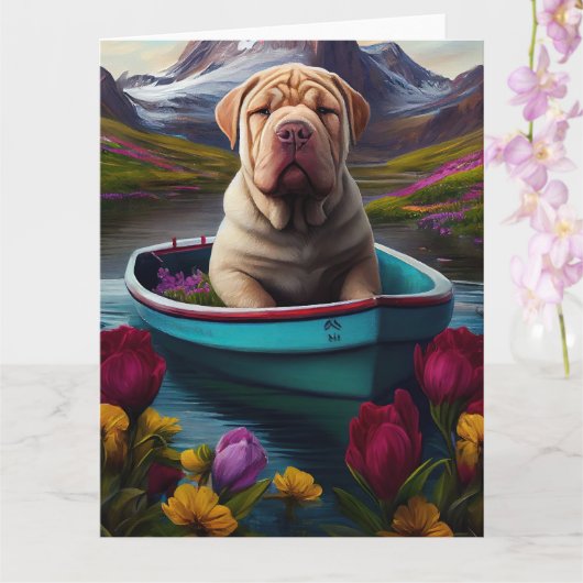 Sharpei op een peddel: Een Schilderachtig avontuur Kaart (Orchidee)