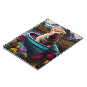 Sharpei op een peddel: Een Schilderachtig avontuur Notitieboek