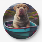 Sharpei op een peddel: Een Schilderachtig avontuur Papieren Bordje (Voorkant)