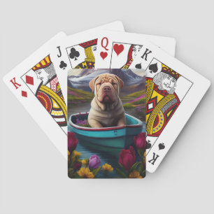 Sharpei op een peddel: Een Schilderachtig avontuur Pokerkaarten