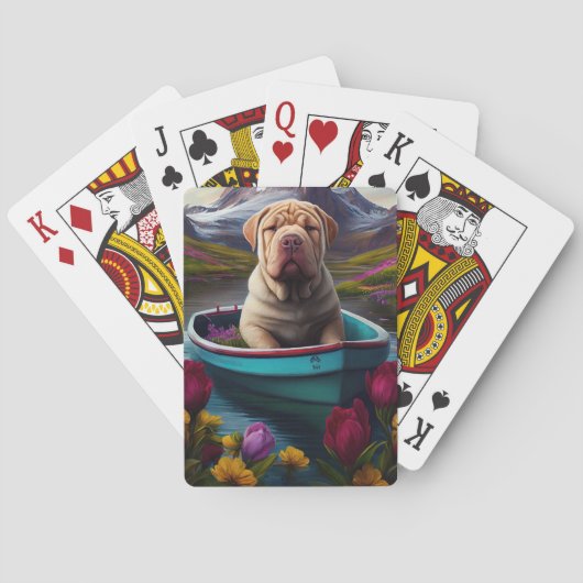 Sharpei op een peddel: Een Schilderachtig avontuur Pokerkaarten (Achterkant)