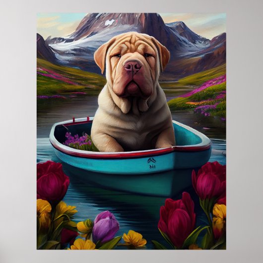 Sharpei op een peddel: Een Schilderachtig avontuur Poster (Voorkant)