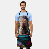Sharpei op een peddel: Een Schilderachtig avontuur Schort (Gedragen)