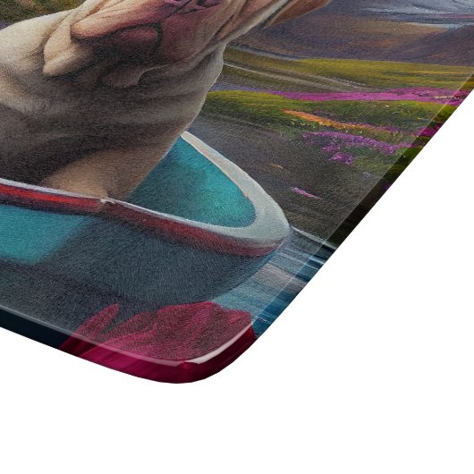 Sharpei op een peddel: Een Schilderachtig avontuur Snijplank (Hoek)