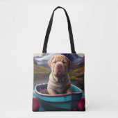 Sharpei op een peddel: Een Schilderachtig avontuur Tote Bag (Voorkant)