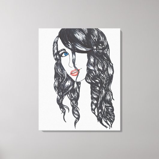 Sharpie Meisje Stretched Canvas Print (Medium) (Voorkant)