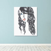 Sharpie Meisje Stretched Canvas Print (Medium) (Insitu (Houten vloer))
