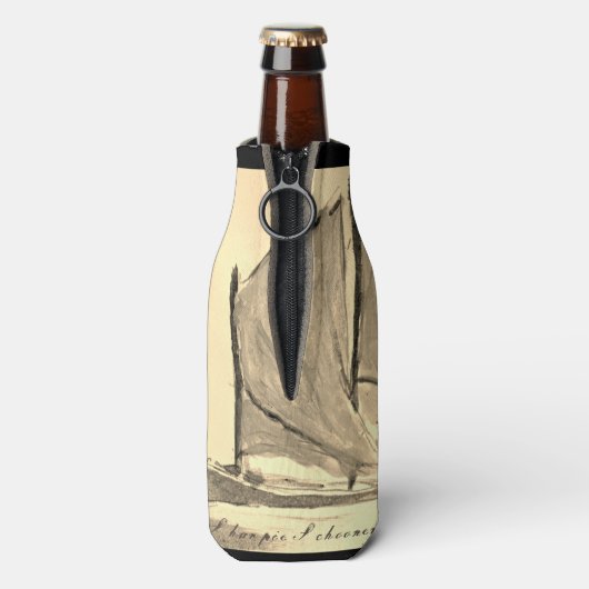 Sharpie Schooner Sailboat - Bottle Cooler (Fles Achterkant)