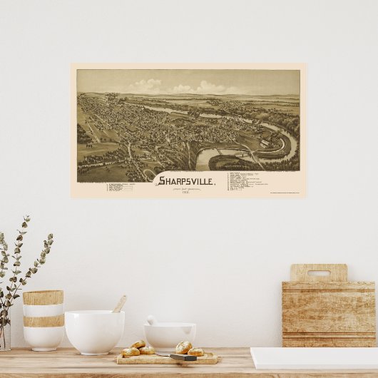 Sharpsville, PA Panoramic Map - 1901 Poster (Keuken)
