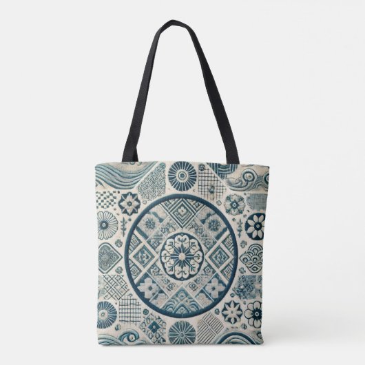Shashiko-geïnspireerd ontwerp 3 tote bag (Achterkant)