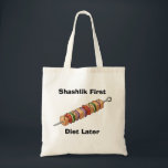 Shashlik Tote Bag<br><div class="desc">Shashlik is a popular dish in many countries of the Caucasus, Central Asia, and Eastern Europe, but it holds a special place in Georgian cuisine. This delicious skewered meat, often made from marinated chunks of beef, lamb, or pork, is grilled over an open flame, creating a smoky, savory flavor that’s...</div>