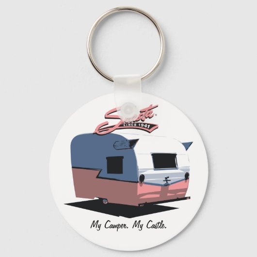 Shasta Camper - Roze Sleutelhanger (Voorkant)