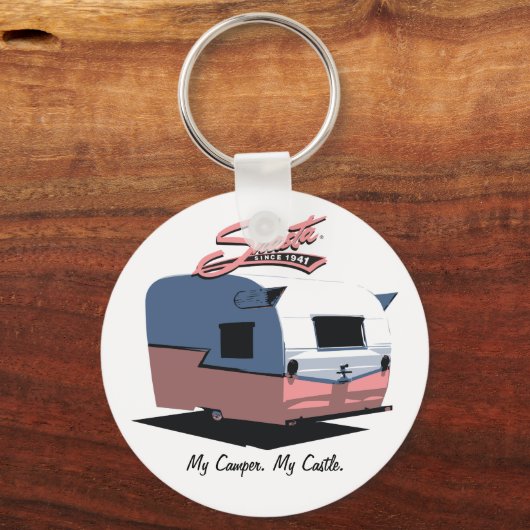 Shasta  Camper - Roze Sleutelhanger (Voorkant)