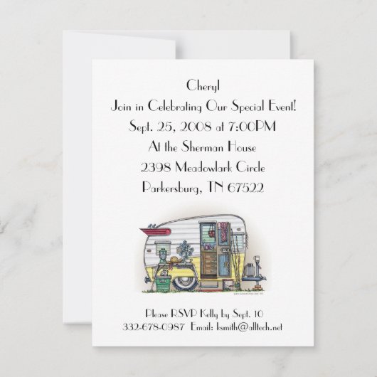 Shasta Camper Trailer RV Kaart (Achterkant)