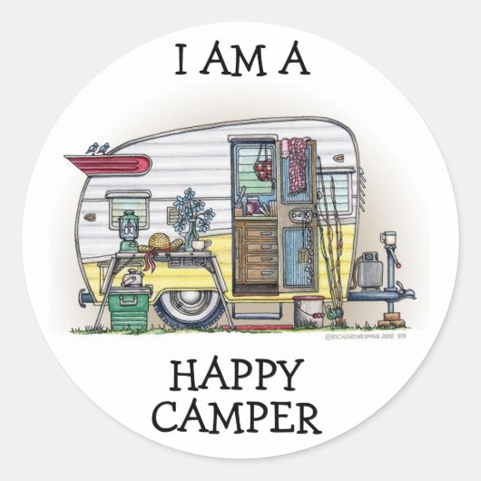 Shasta Camper Trailer RV Ronde Sticker (Voorkant)