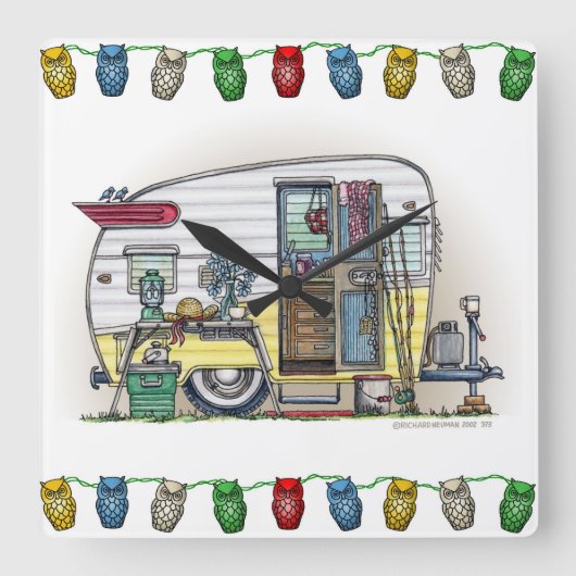 Shasta Camper Trailer RV Vierkante Klok (Voorkant)