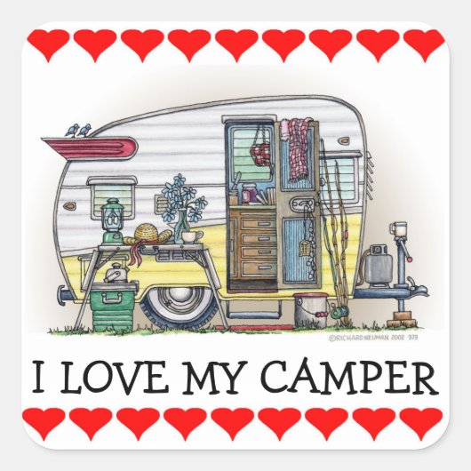 Shasta Camper Trailer RV Vierkante Sticker (Voorkant)