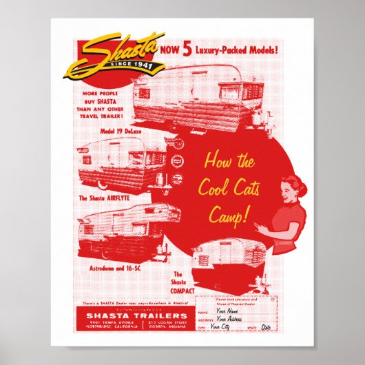 Shasta Camping Cool Cats - Vintage Ad Poster (Voorkant)
