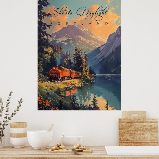  Shasta Daglicht Trein Poster (Keuken)