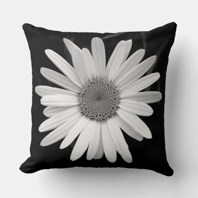 Shasta Daisy 01 - Zwart-wit Kussen (Voorkant)