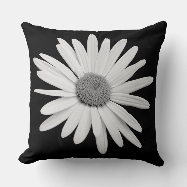 Shasta Daisy 02 - Zwart-wit Kussen (Voorkant)