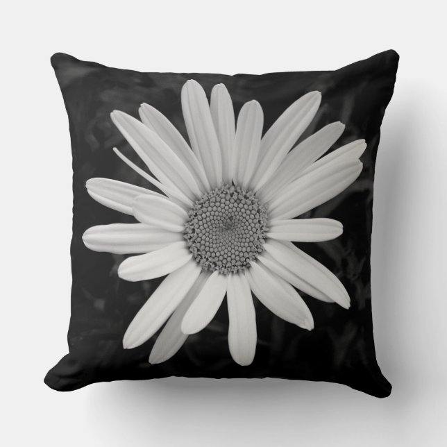 Shasta Daisy 03 - Zwart-wit Kussen (Voorkant)