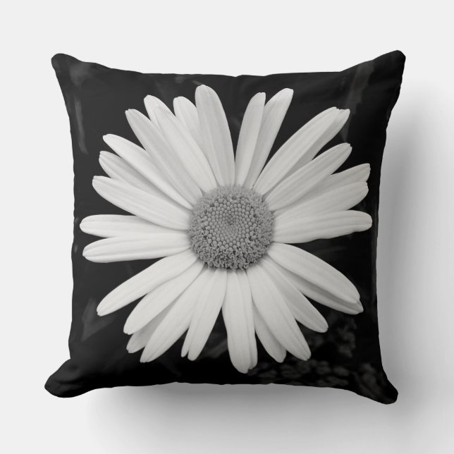 Shasta Daisy 04 - Zwart-wit Kussen (Voorkant)