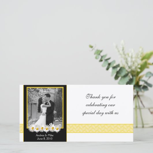 Shasta Daisy Black Gold Wedding Bedankt (Staand voorkant)