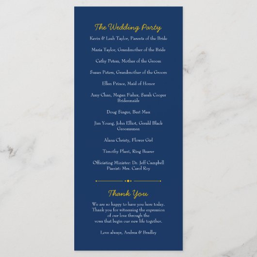 Shasta Daisy Bloem Geel Marine Trouwprogramma Programmakaart (Achterkant)