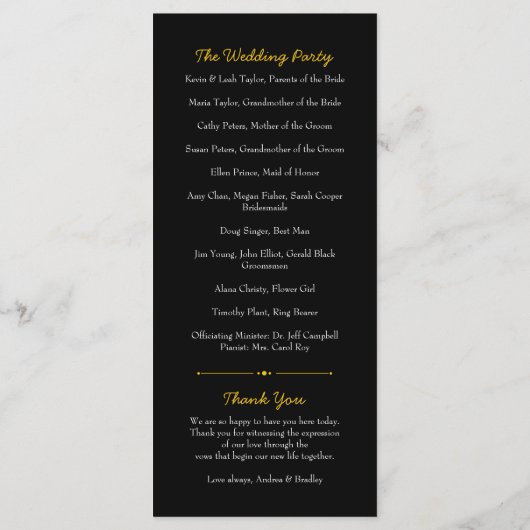 Shasta Daisy Bloem Geel Zwart Trouwprogramma Programmakaart (Achterkant)