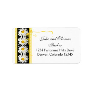 Shasta Daisy Curly Lint Bruiloft Retouradres Etiket